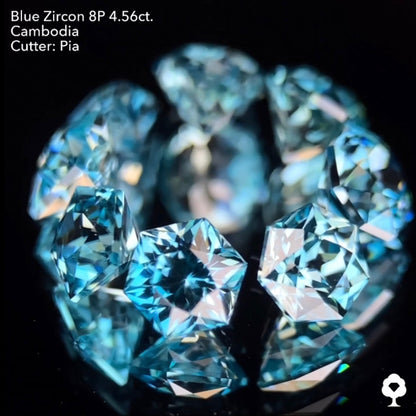 たまらないブルーと煌めきのピアッちゃん代表作多角形セット★ブルージルコン多角形8個セット計4.56ct.