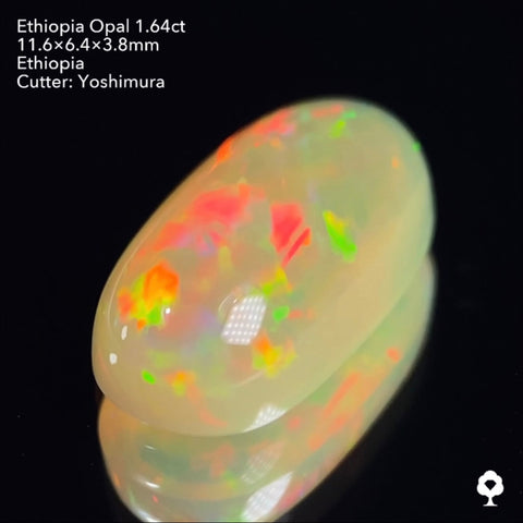 実はハニカムも浮かぶコッペパンのような可愛い形に登る遊色★エチオピアオパール1.64ct 吉村作品