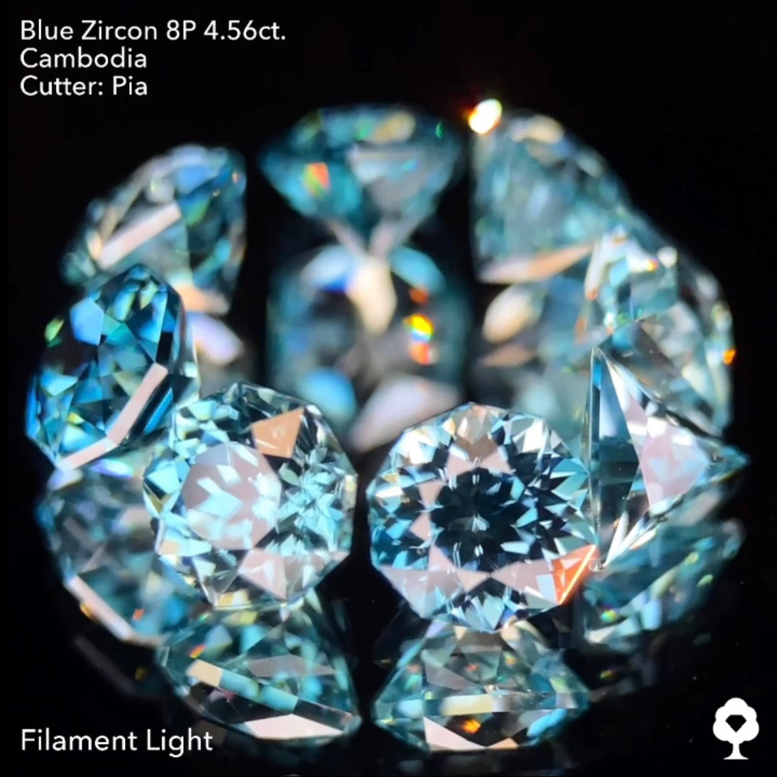 たまらないブルーと煌めきのピアッちゃん代表作多角形セット★ブルージルコン多角形8個セット計4.56ct.