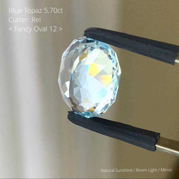 GemTreeIrmo👽ブルートパーズ Blue Topaz 5.40ct / Cutter: Rei / Fancy Oval 12