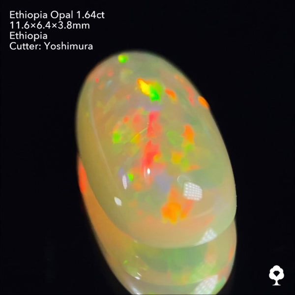 実はハニカムも浮かぶコッペパンのような可愛い形に登る遊色★エチオピアオパール1.64ct 吉村作品