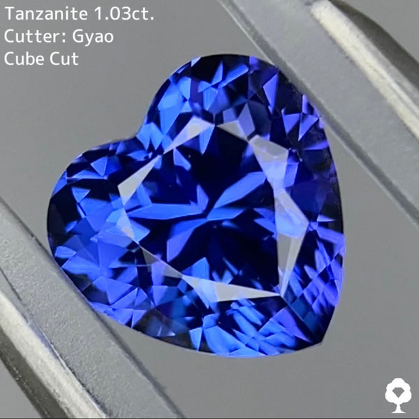 スッキリとしたハートシェイプの濃美色ブルー★タンザナイト 1.03ct ゲオちゃん 【Cube Cut】