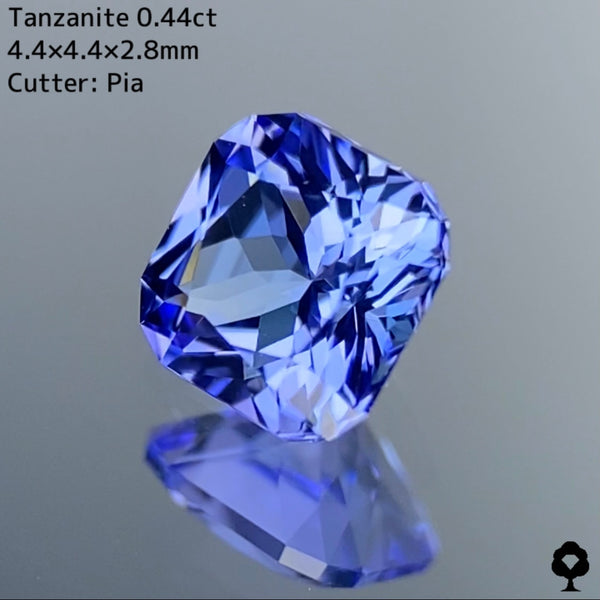 濃いブルーとライトブルーが細やかなカットによって混ざり合う★タンザナイト 0.44ct ピアッ作品