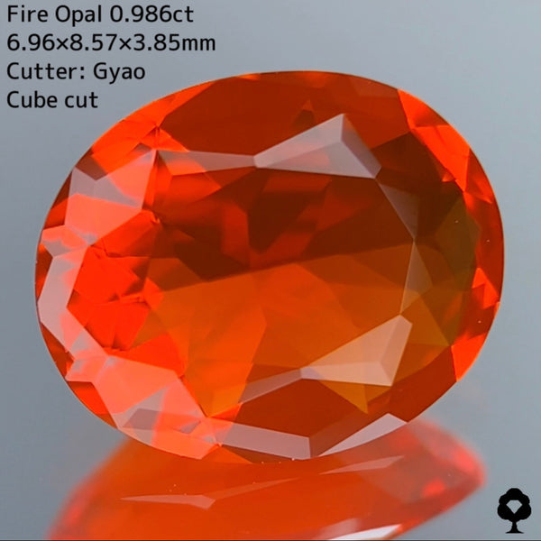 GTJオリジナルカットのキューブカットとZBカットの共演★ファイアーオパール 0.986ct【Cube cut・ZB cut】