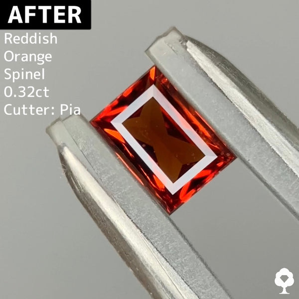 【BeforeAfterギャンブル企画】カットがモヤモヤするBefore宝石が生まれ変わる‼️レディッシュオレンジスピネルBefore 0.532ct.