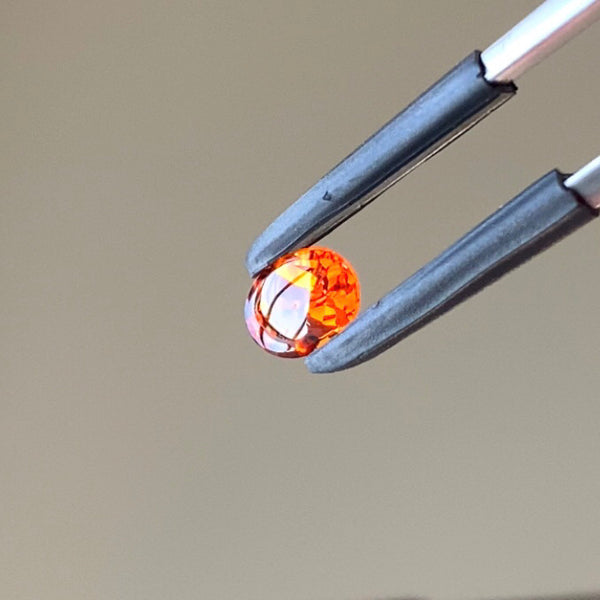 新作★ツルツル・メラメラの燃えるオレンジバフトップ★スペサタイトガーネット0.53ct