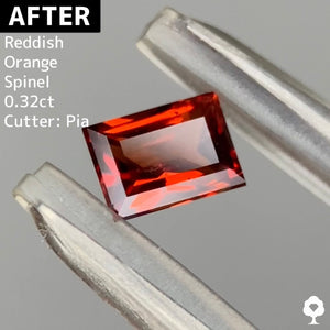 【BeforeAfterギャンブル企画】カットがモヤモヤするBefore宝石が生まれ変わる‼️レディッシュオレンジスピネルBefore 0.532ct.