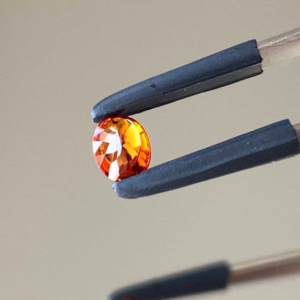新作★ツルツル・メラメラの燃えるオレンジバフトップ★スペサタイトガーネット0.53ct